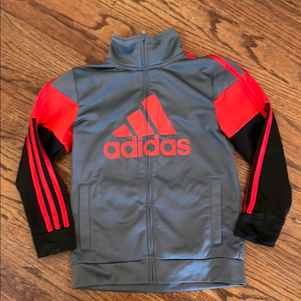 Adidas Gray and Red Track Jacket